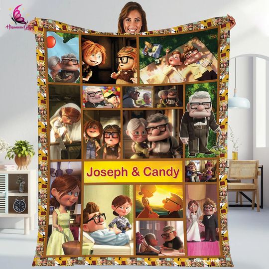 Personalized Up Movie Throw Blanket, Up Blanket, Couple Blanket, Throw Blanket for Bed Sofa, gift For Couple, Disneyland Throw Blanket