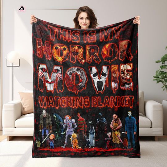 Discover Horror Movie Watching Blanket,Flannel Blanket,Bedding,Living Room Sofa Blanket,Halloween Home Decor,Spooky Season Gift,Halloween Gift