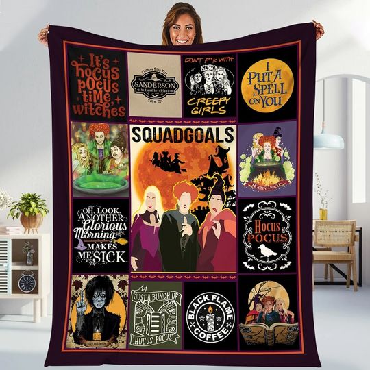 Discover Halloween Hocus Pocus Throw Blanket, Sarah Sanderson Blanket, Mary Sanderson Blanket, Winifred Sanderson Blanket, Halloween Throw Blanket