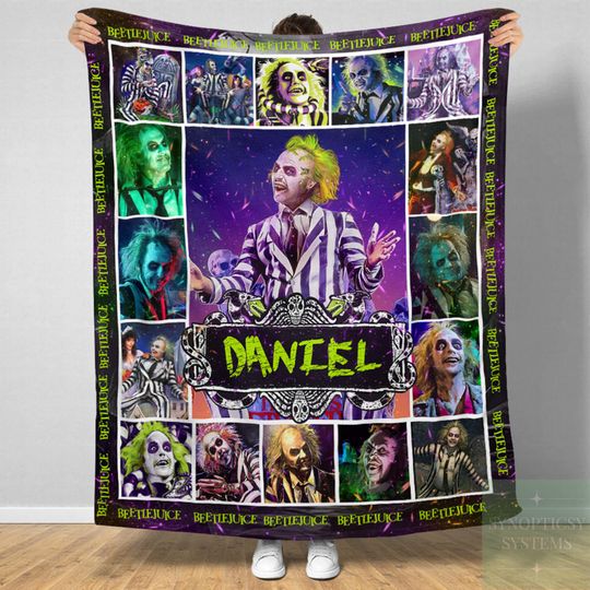 Discover Personalized Funny Halloween Throw Blanket, Custom Beetle Juice Quilt Blanket, Beetle Juice Blanket, Halloween Blanket, 80s Movie Blanket