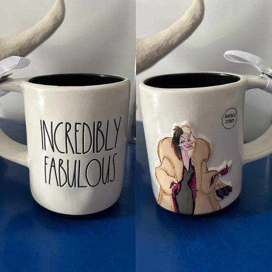 Discover Rae Dunn Disney Villains 101 Dalmatians Cruella De Vil Incredibly Fabulous Double Sided Mug