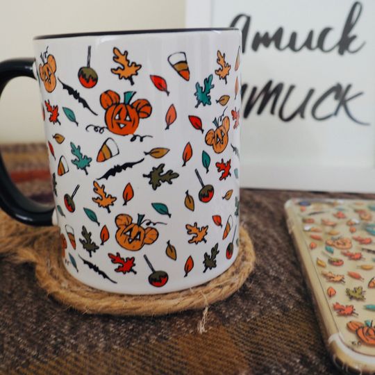 Discover Mickey Pumpkin Mug Disney Disney Halloween Fall Pumpkin Mug with Black Handle