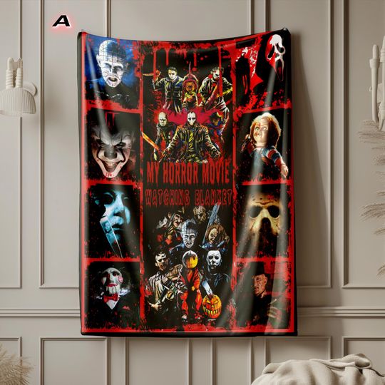 Discover Horror Movie Watching Blanket,This Is My HORROR MOVIES,Flannel Blanket,Halloween Home Decor,Spooky Season Gift,Halloween Gift