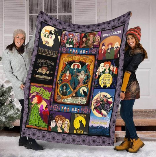 Hocus Pocus Throw Blanket | Sanderson Sisters Blanket | Witch Halloween Party Blanket | Halloween Movie Throw Blanket for Bed Couch Sofa