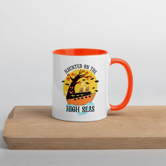 Discover Disney Halloween Cruise Mug Halloween on the High Seas Mug with Orange Color Inside