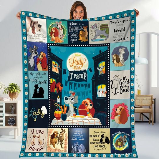 Disneyland Lady And The Tramp Throw Blanket | Lady And The Tramp Blanket | Lady And The Tramp Movie Blanket | Christmas Gifts Blanket