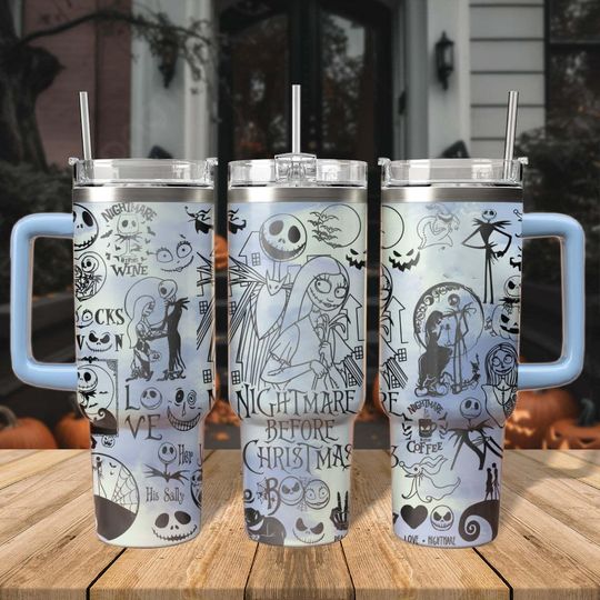 Discover Halloween Engraved 40oz Tumbler, Nightmare 40oz Engraved Tumbler, Nightmare Christmas Tumbler, Jack Skellington Engraved Tumbler