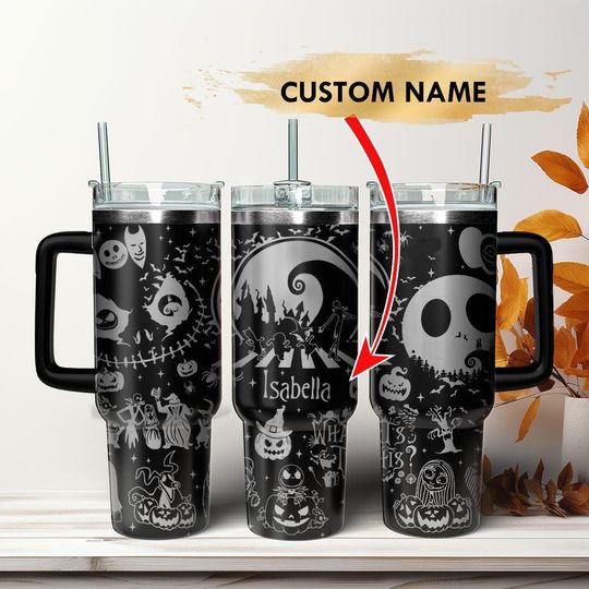 Discover Nightmare Christmas Engraved 40oz Tumbler, Disney Nightmare Christmas Engraved Tumbler, Custom Name Tumbler, Jack Skellington Tumbler