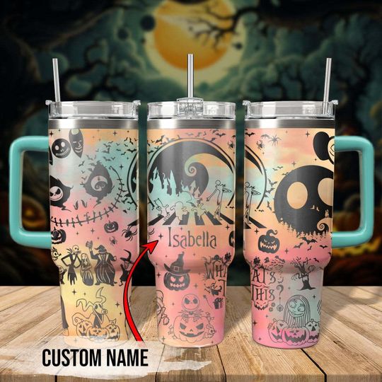 Discover Custom Halloween Engraved 40oz Tumbler, Nightmare 40oz Tumbler, Nightmare Before Christmas Tumbler, Jack Skellington Engraved Tumbler