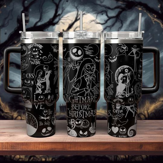 Discover Halloween Skellington 40oz Tumbler, Nightmare Before Christmas Tumbler, Nightmare Engraved 40oz Tumbler, Halloween Tumbler