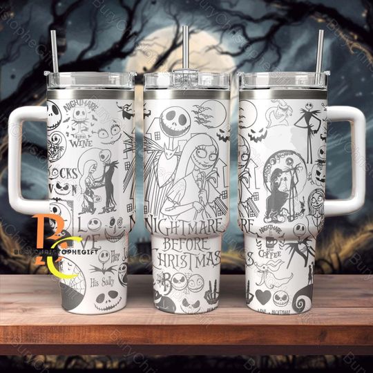 Discover Halloween Engraved 40oz Tumbler, Nightmare Before 40oz Tumbler, NBC Tumbler, Halloween Tumbler, Spooky Tumbler, Nightmare Tumbler