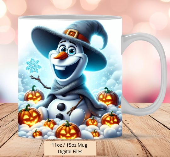 Discover 3D Olaf Halloween Pumpkins Mug Wrap, 3D Mug Wrap Sublimation Design  , Mug   Frozen Halloween Mug Wrap