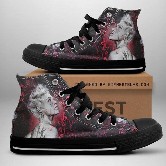 Discover P!nk Singer Shoes, Pink Carnival Tour Girl Shoes, Pink Trustfull Album Gift, Summer Carnival Sneakers, Pink Concert, Pink Music Festiva