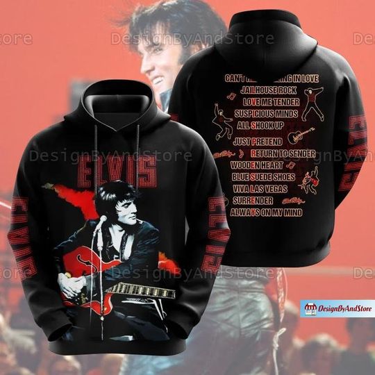 Discover Elvis Presley Hoodie, Elvis Presley 3D Hoodie, Elvis Women Hoodie, Rock And Roll Aesthetic Hoodie, Elvis King Unisex Hoodie