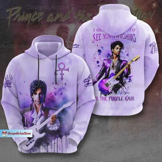 Discover Prince Purple 3D Hoodie, Pur Rain 3D Tshirt, Pur Rain Unisex Hoodie, Prince Purple Raine Hoodie, Prince Purple Shirt, Prince Gift