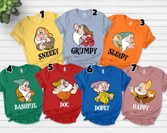 Seven Dwarfs Shirts, Seven Dwarfs, Disney Group Shirts, Snow White, Disney Family Shirts
