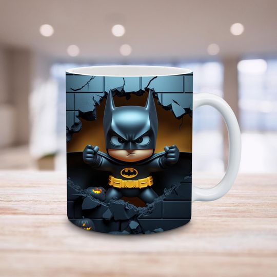 3D Bat Man Halloween Mini Classic Cartoon Character Mug Wrap Resizable Mug Sublimation Wrap