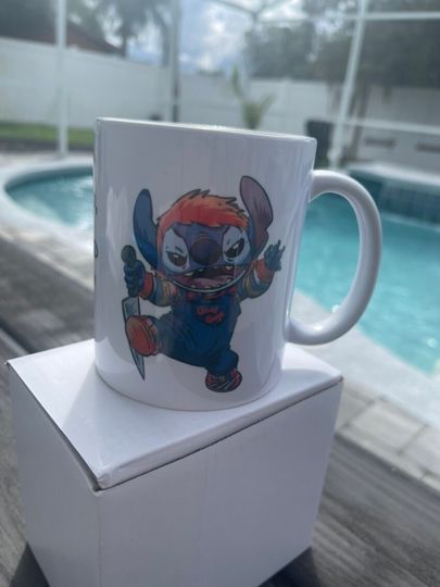 Discover Disney stitch x chucky Coffee Mug | Horror movie character Mug| Halloween Horror Friends