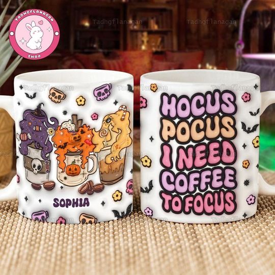 Custom Hocus Pocus I Need Coffee To Focus Mug, Sanderson Sisters Coffee Mug, Disney Halloween Travel Mug Ceramic, Halloween Gift