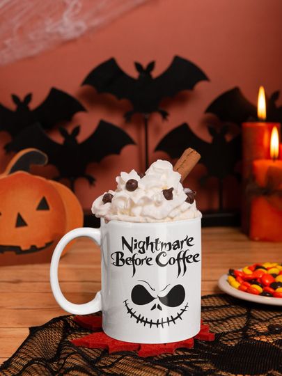 Nightmare Before Coffee Jack Skellington Mug, Nightmare Before Christmas Gift Cup, Coffee Lovers Spooky Gift Mug