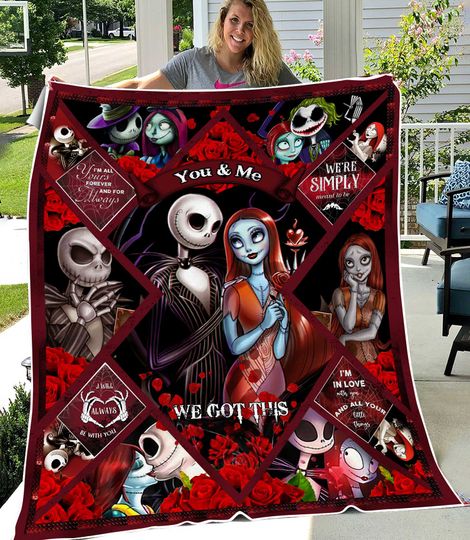 Personalized You & Me We Got This Jack & Sally Roses Disney Blanket