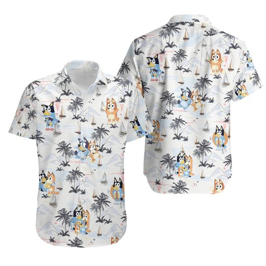 Funny BlueyDad Family Hawaiian Shirt All Size, Comfortable Short Sleeves