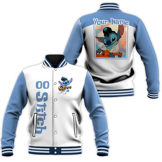 Custom Stitch Elvis Varsity Jacket, Adult Varsity Jacket, Personalized Disney