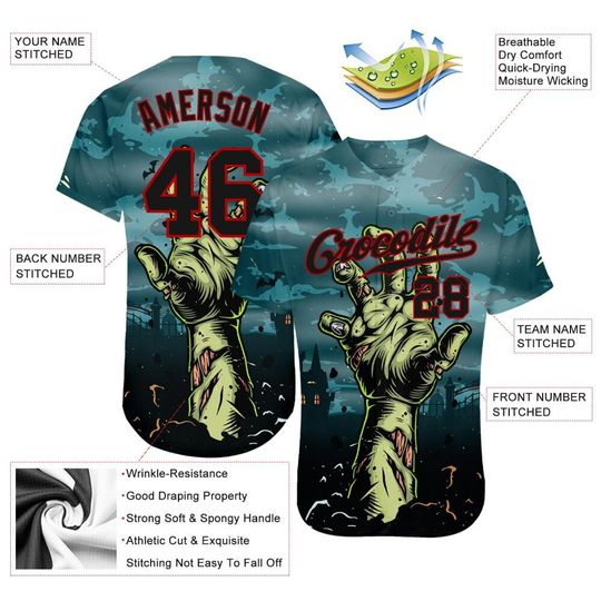 Discover Custom 3D Pattern Halloween Horror Night Trick Treat Baseball Jersey, Custom Halloween Baseball Jersey Gift, Baseball Lovers