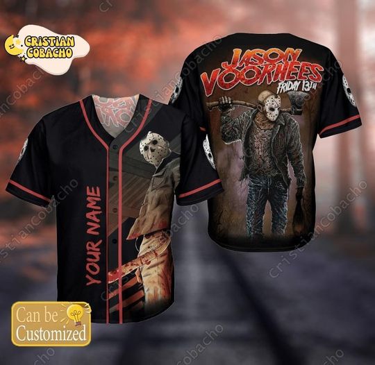 Discover Halloween Jason Voorhees Baseball Jersey, Voorhees I Wish It Was Friday Shirt, Horror Character Jersey, Friday The 13th Movie Button Shirt