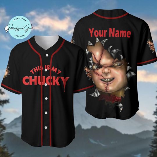 Halloween Chucky Baseball Jersey, Personalized Horror Movie Shirt, Vintage Childs Play Movie Tee, Trick Or Treat Merch, Gift For Him