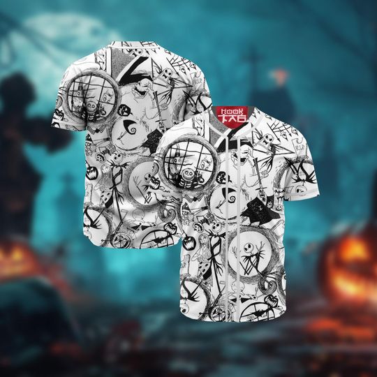 Discover Jack Skellington Jersey, Halloween Baseball Shirt, Skellington Jersey Shirt, Horror Shirt