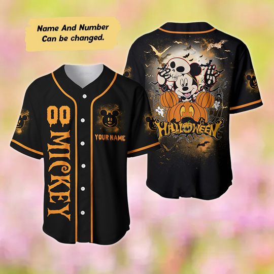 Discover Mickey Halloween Baseball Jersey, Custom Name Baseball Jersey, Mickey Mouse Movie Shirt, Mickey Gift, Mickey Shirt, Mouse Jersey Shirt