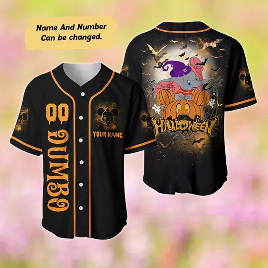 Discover Dumbo Halloween Baseball Jersey, Custom Name Baseball Jersey, Dumbo Movie Shirt, Dumbo Halloween Shirt, Elephant Jersey Shirt