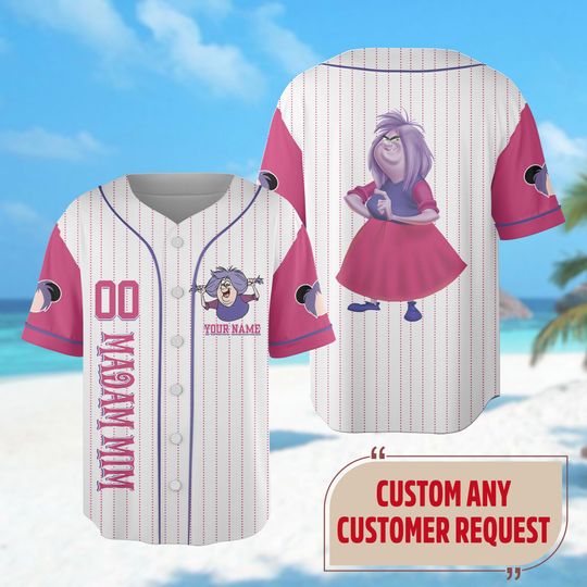 Discover Custom Madam Mim Baseball Jersey, The Sword in the Stone Jersey Shirt, Villain Baseball Jersey Team, Halloween Jerey, Magic Kingdom Shirt