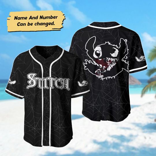 Discover Personalized Halloween Baseball Jersey, Stitch Baseball Shirt, Lilo And Stitch Jersey Team, Stitch Blue Dog Group, Custom Name Baseball
