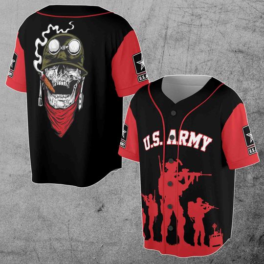 Discover U.S. ARMY Grunge Skull Military Baseball Jersey