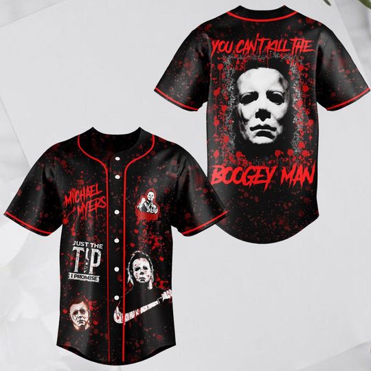 Michael Myers Baseball Jersey, Boogey Man Baseball Shirt, Halloween Horror Movie Shirt, Just The Tip I Promise Shirt, Spooky Season Shirt