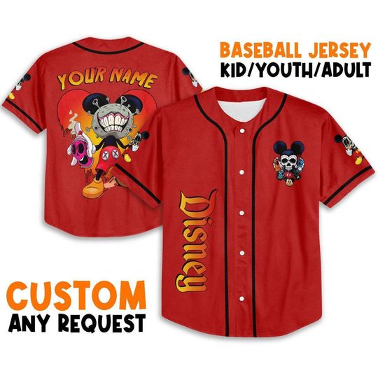 Discover Personalized Horror Disney Scary Monster Mickey Mouse, Disney Baseball Jersey Sports, Cute Gifts For Fans Disney