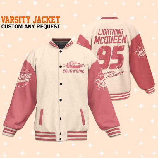 Discover Personalize Cars Lightning McQueen Retro Rust-eze Varsity Jacket, Personalized Disney Jacket, Baseball Team Outfit, Disney Uniform Varsity