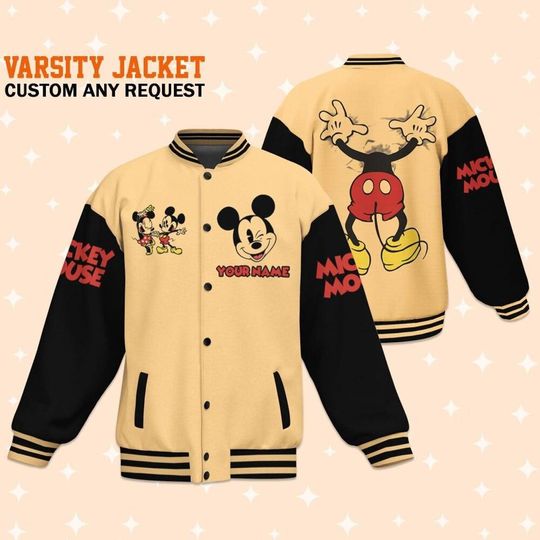 Discover Personalize Disney Mickey Classic Stranded Adult Varsity Jacket, Personalized Disney Jacket, Baseball Team Outfit, Disney Uniform Varsity