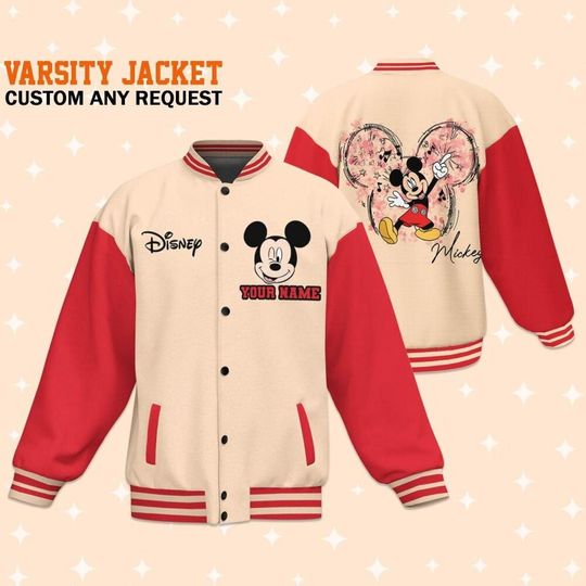 Discover Personalize Disney Mickey Music Funny Adult Varsity Jacket, Personalized Disney Jacket, Baseball Team Outfit, Disney Uniform Varsity