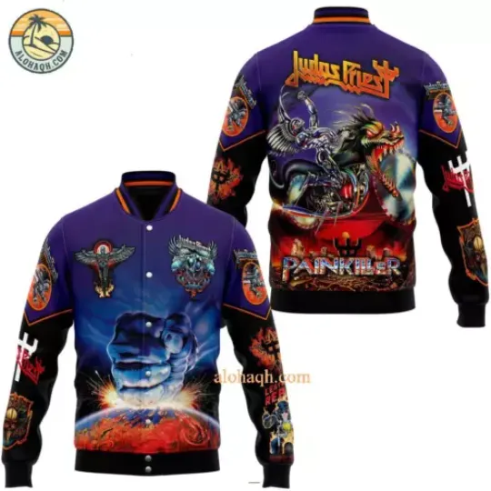 Judas Priest Painkiller Dragon Motorbike Baseball Jacket