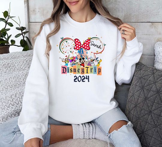 Discover Custom Name Disneyland Trip 2024 Sweatshirt, Disneyland Family Matching Sweatshirt, Personalized Disneyworld Trip Sweater, Mickey and Minnie