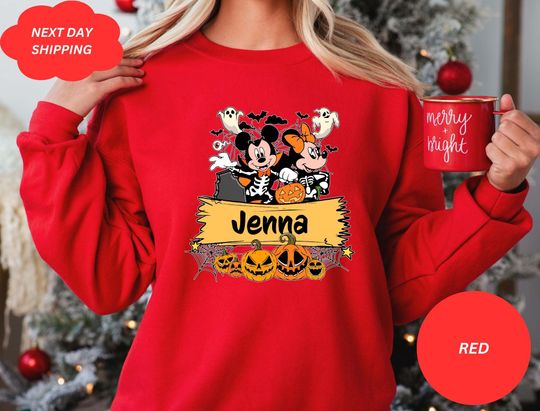 Discover Custom Disney Halloween Shirt, Personalized Halloween Matching Shirt, Disney Mickey Minnie Trick or Treat ,Disney Family Sweatshirt