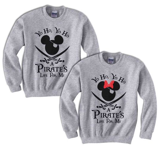 Discover Yo Ho Yo Ho a Pirates Life For Me Disney Family Sweatshirts Matching Disney Sweaters Adult & Youth Sizes
