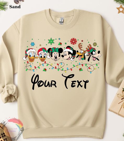 Discover Personalized Disney Characters Christmas Sweatshirt, Disney Christmas Matching Shirt, Disney Family Tee, 2024 Christmas Tee, Family Gift