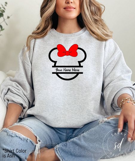 Discover Disney World Mickey Minnie Mouse Matching Name Family Custom Personalize Shirt Gildan 18000 Unisex Adult Crewneck Sweatshirt