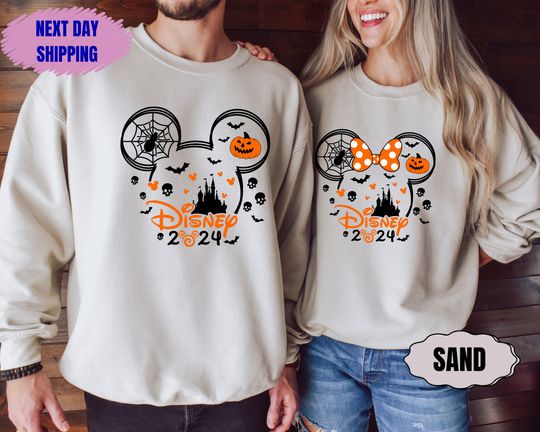 Discover Disney 2024 Halloween Sweatshirt, Custom Disney Halloween Sweater, Halloween Family Tee, Mickey Minnie Halloween, Custom Family Disney Tee