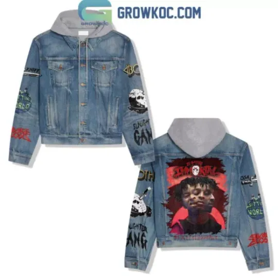 Discover 21 Savage Immortal Lock The Door Hooded Denim Jacket