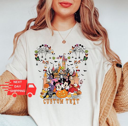 Discover Personalized Mickey and Co Halloween Shirt/Hoodie/Sweatshirt, Disney Family Matching Halloween Tee, Oversized Tee, Not so Scary Halloween